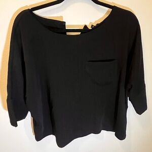 Express Black Boxy 3/4 Sleeve Blouse